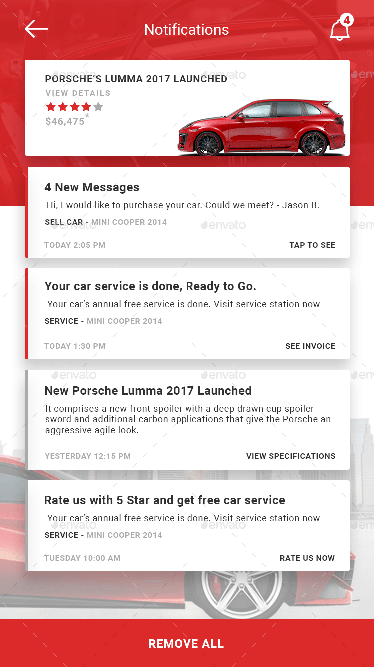 Car Dealer Automotive App UI Kit,  Elements GraphicRiver